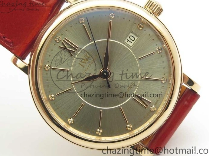 MIROTIME 0319 Portofino IW458101 RG MK 1:1 Best Edition Silver Dial On Red Leather Strap MIYOTA FashionForward 7162